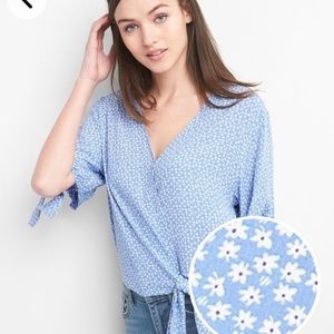 GAP Women’s Short Sleeve Wrap-Front Tie Blouse